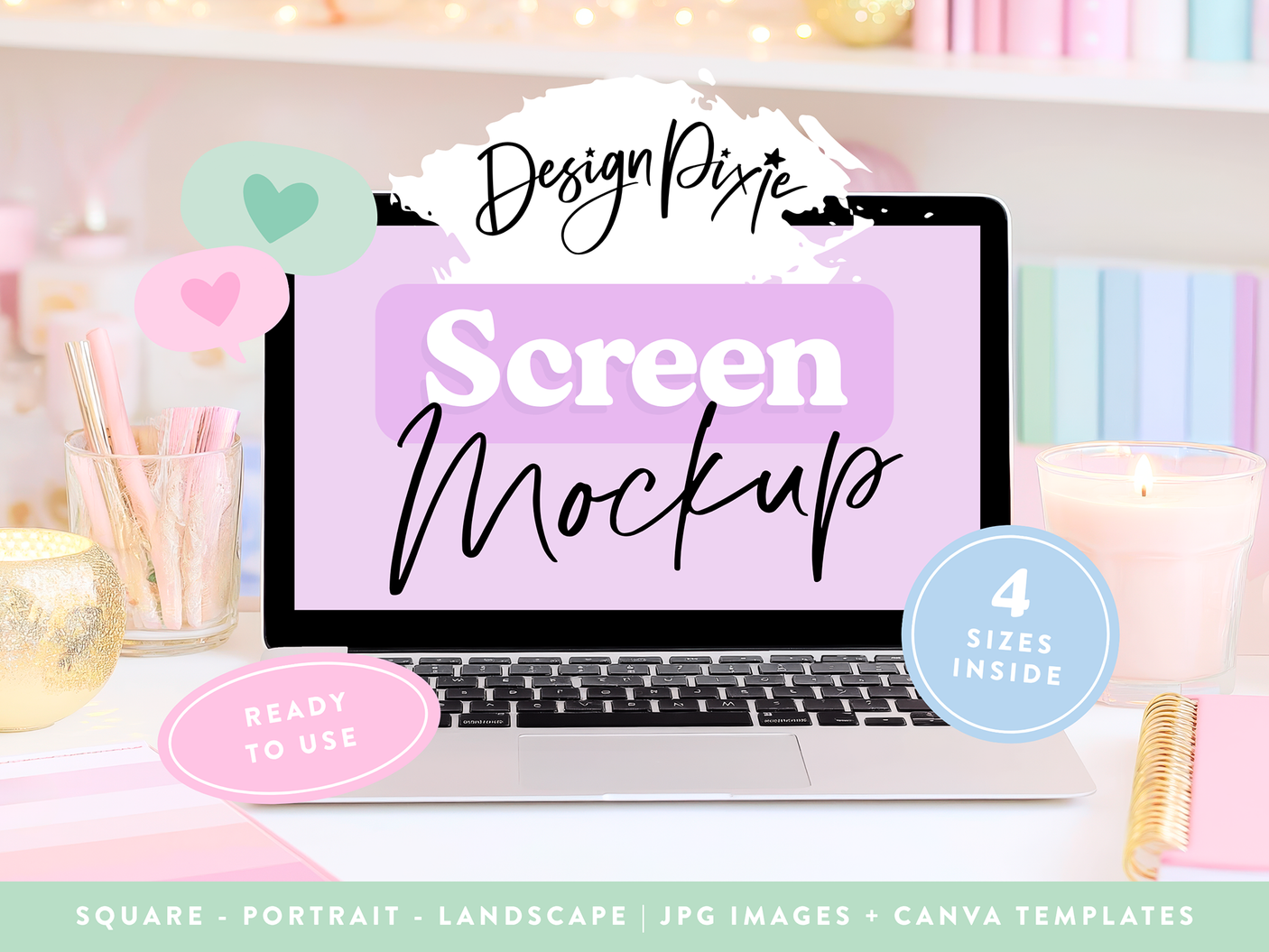 Pastel Rainbow MacBook Mockup