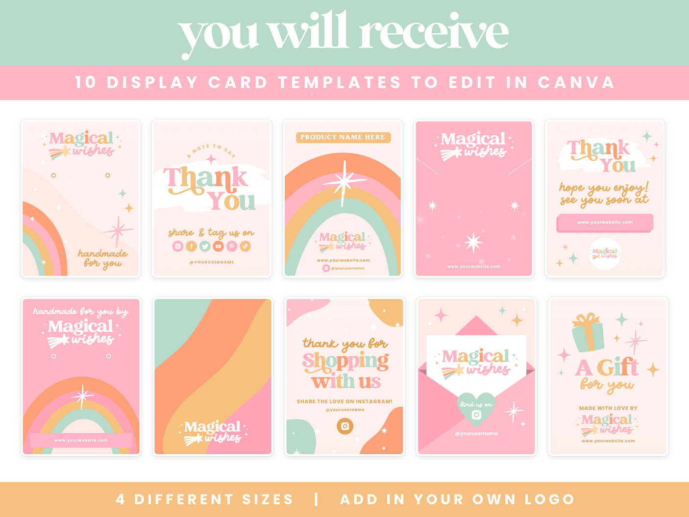 Pastel Rainbow Display Card Templates - Design Pixie