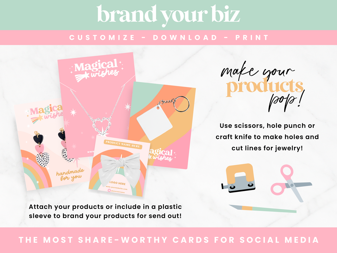 Pastel Rainbow Display Card Templates - Design Pixie