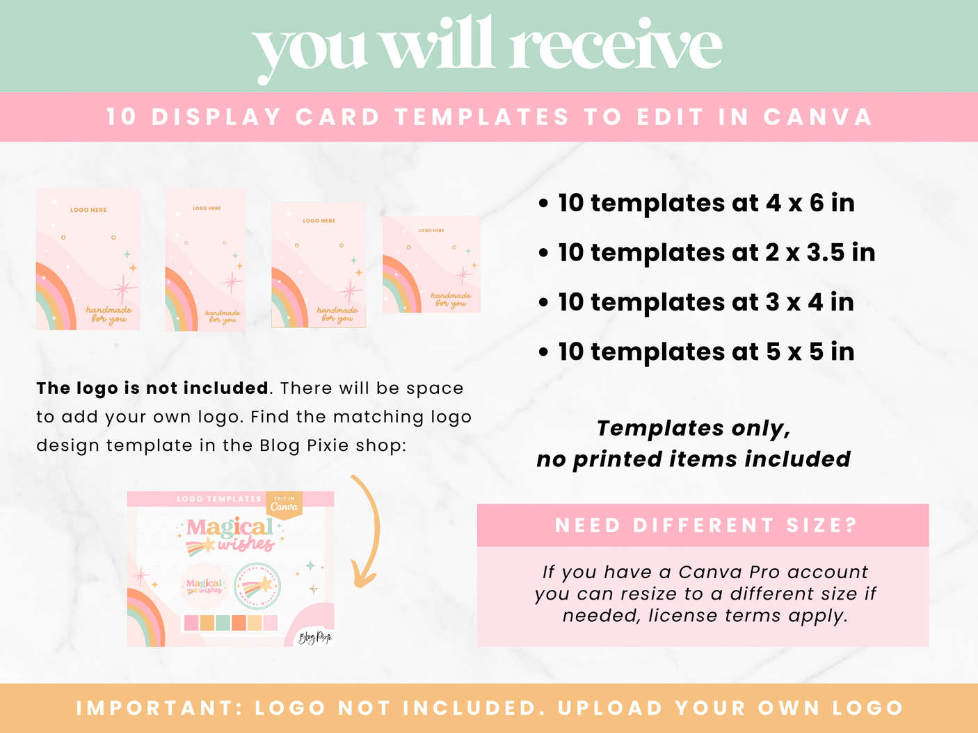 Pastel Rainbow Display Card Templates - Design Pixie