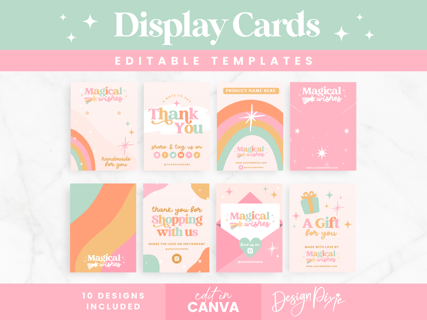 Pastel Rainbow Display Card Templates - Design Pixie