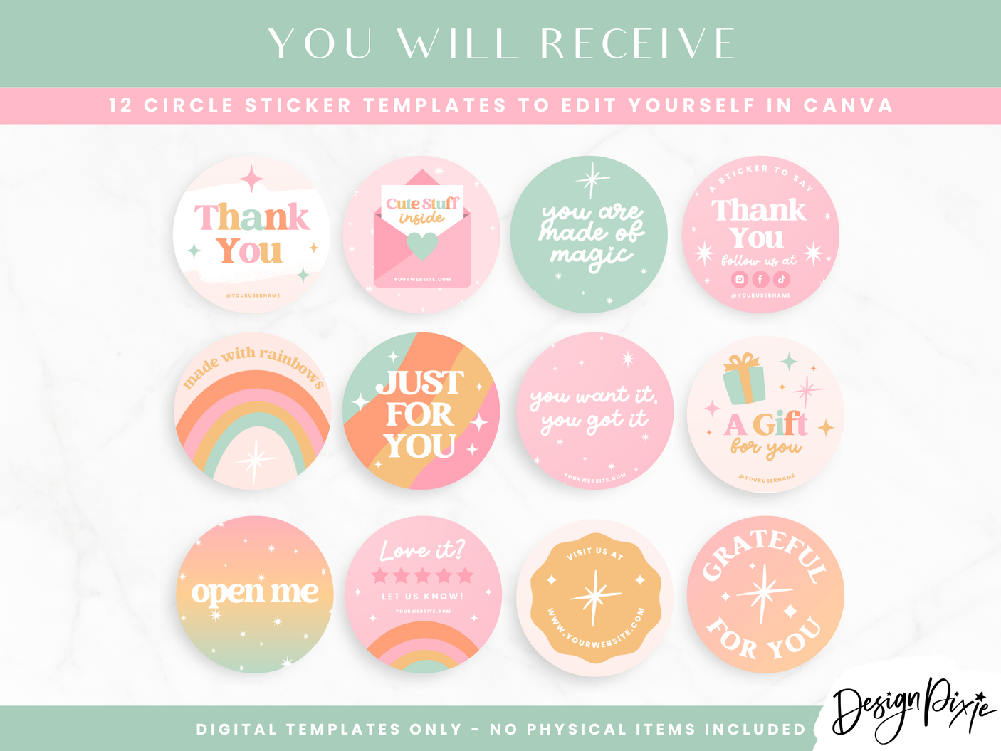 Pastel Rainbow Sticker Label Templates - Design Pixie