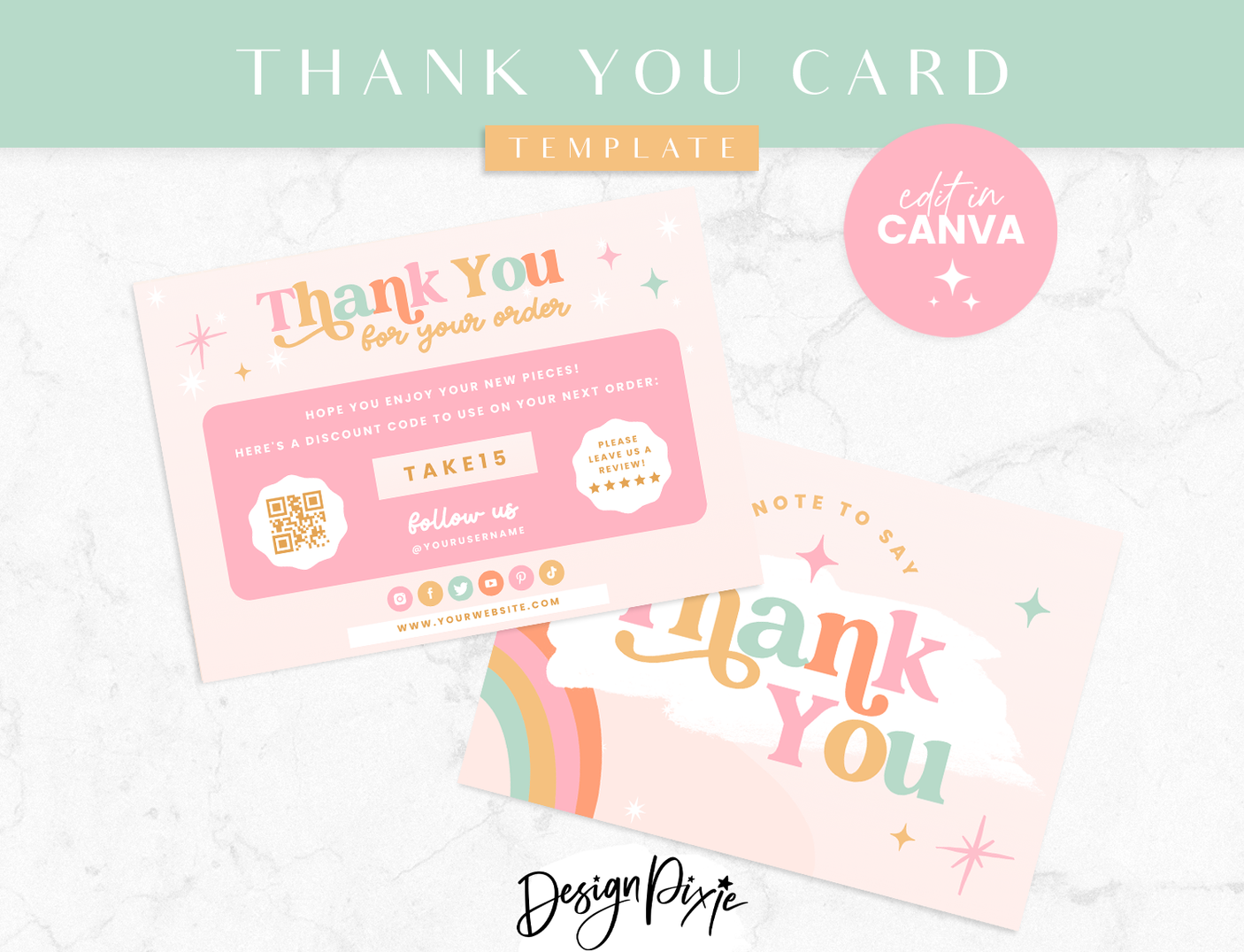 Magical Wishes Thank You Card Template - Design Pixie