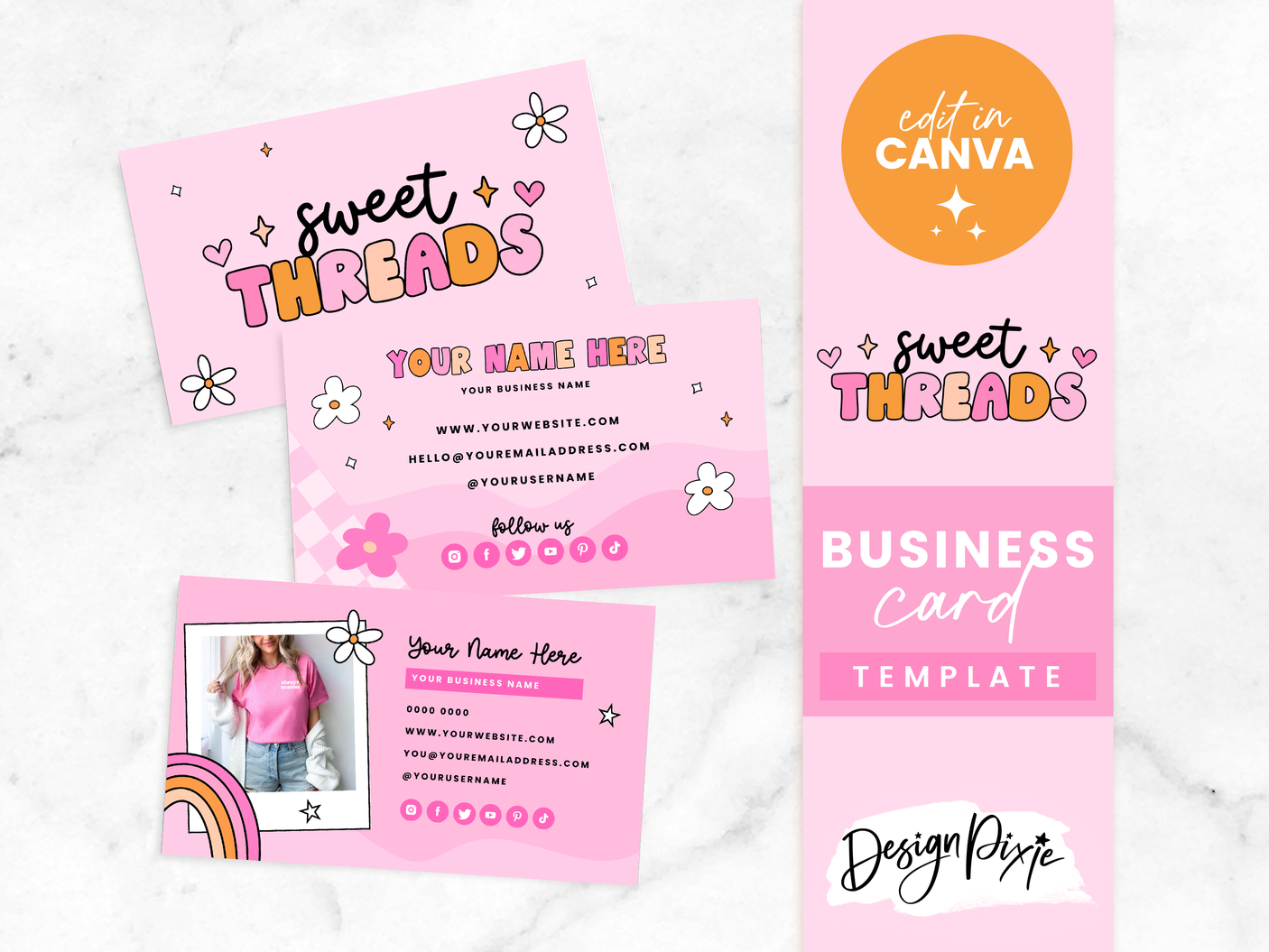 Business Card Template - Sweet Threads - Design Pixie