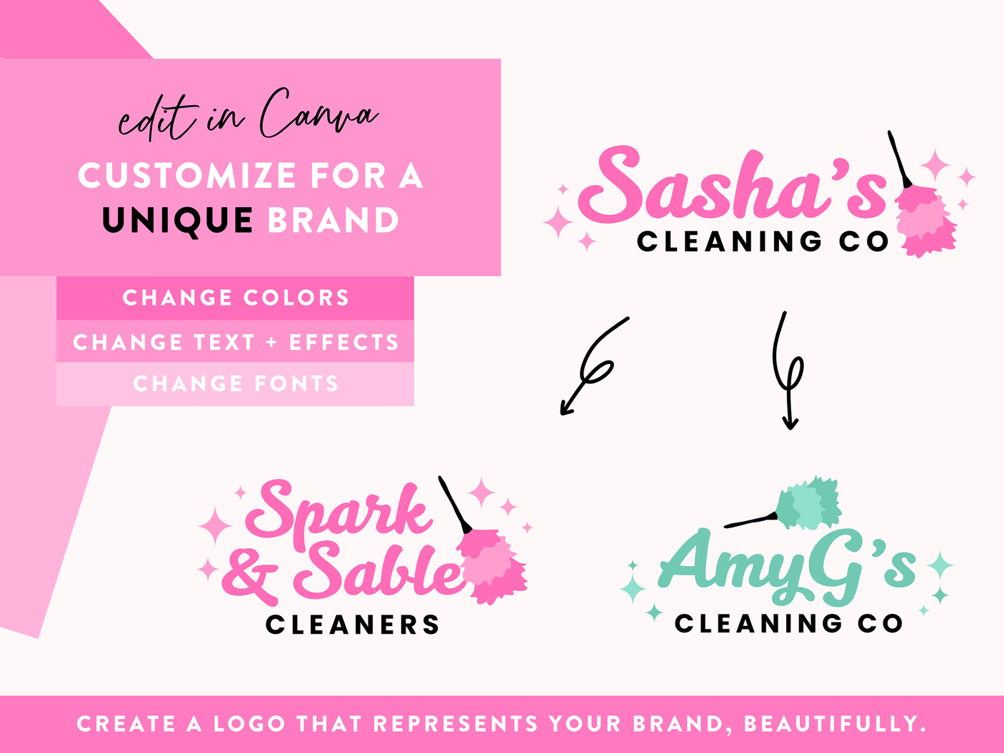 Pink Cleaner Logo Design Template