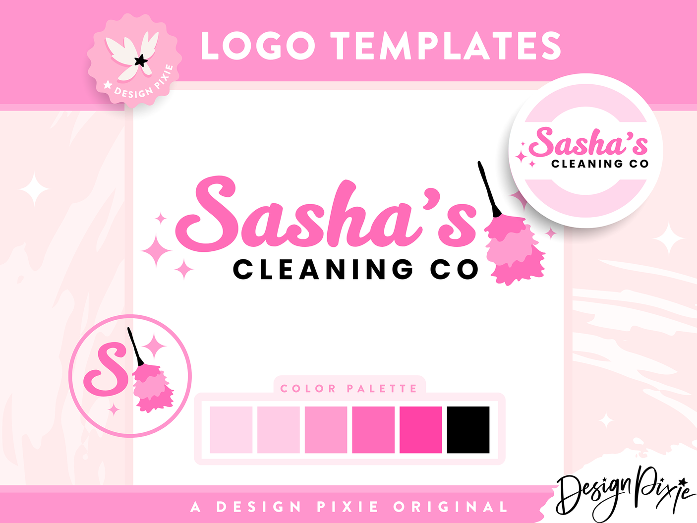 Pink Cleaner Logo Design Template