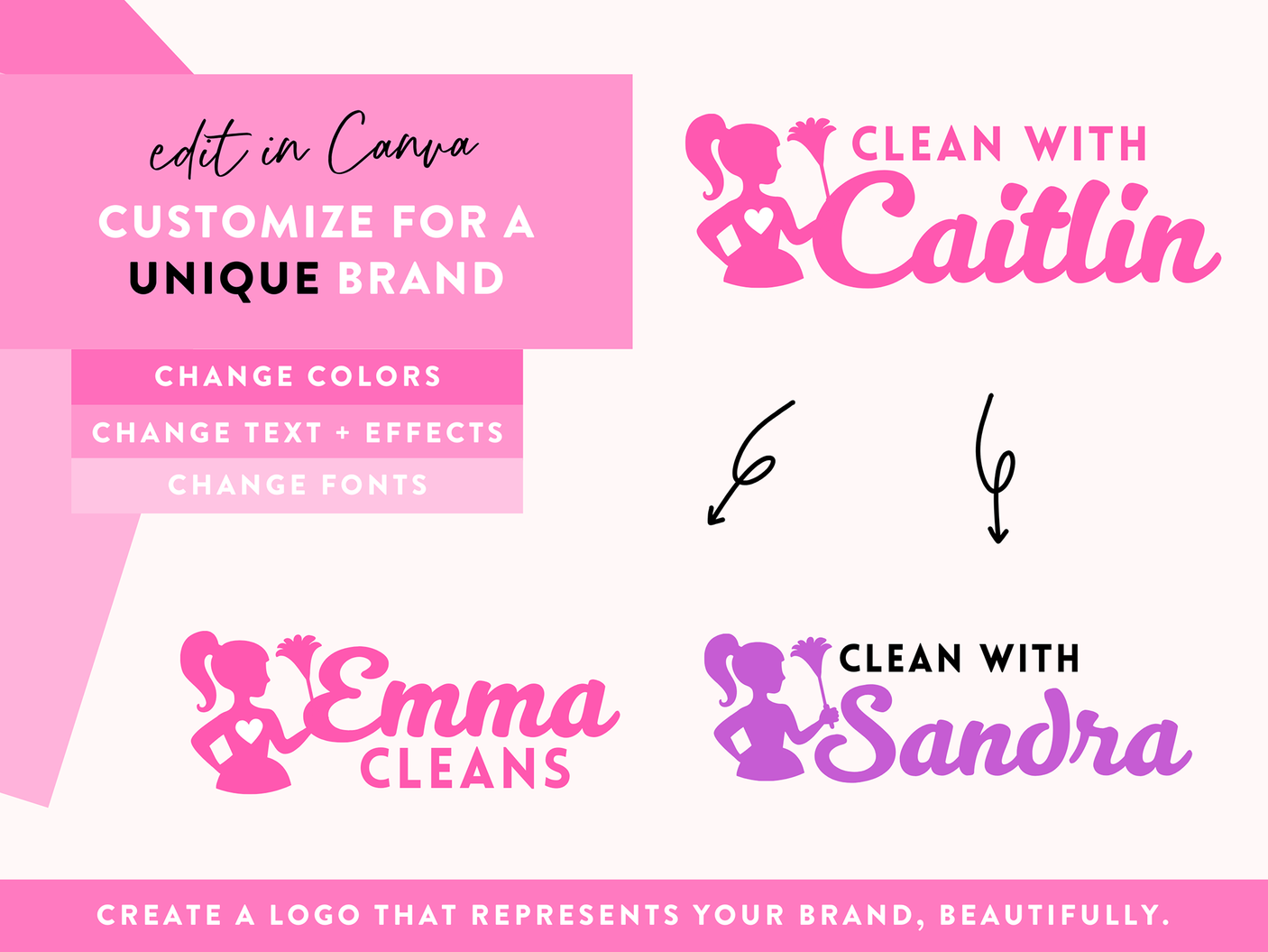 Pink Cleaning Business Logo Template
