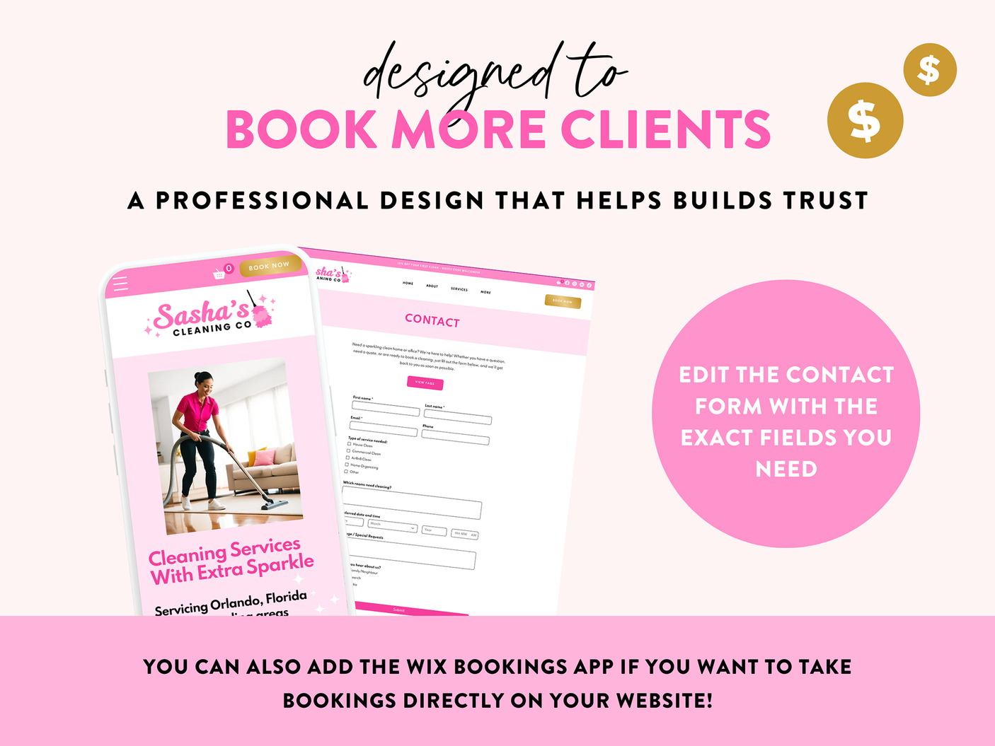 Pink Cleaning Wix Website Template