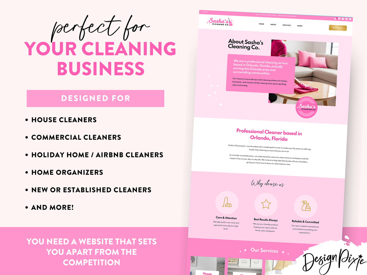 Pink Cleaning Wix Website Template