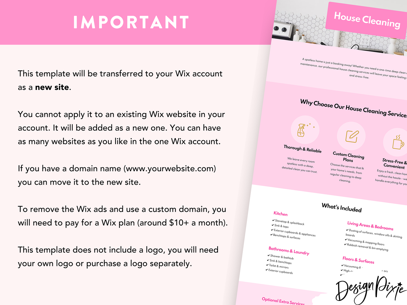 Pink Cleaning Wix Website Template