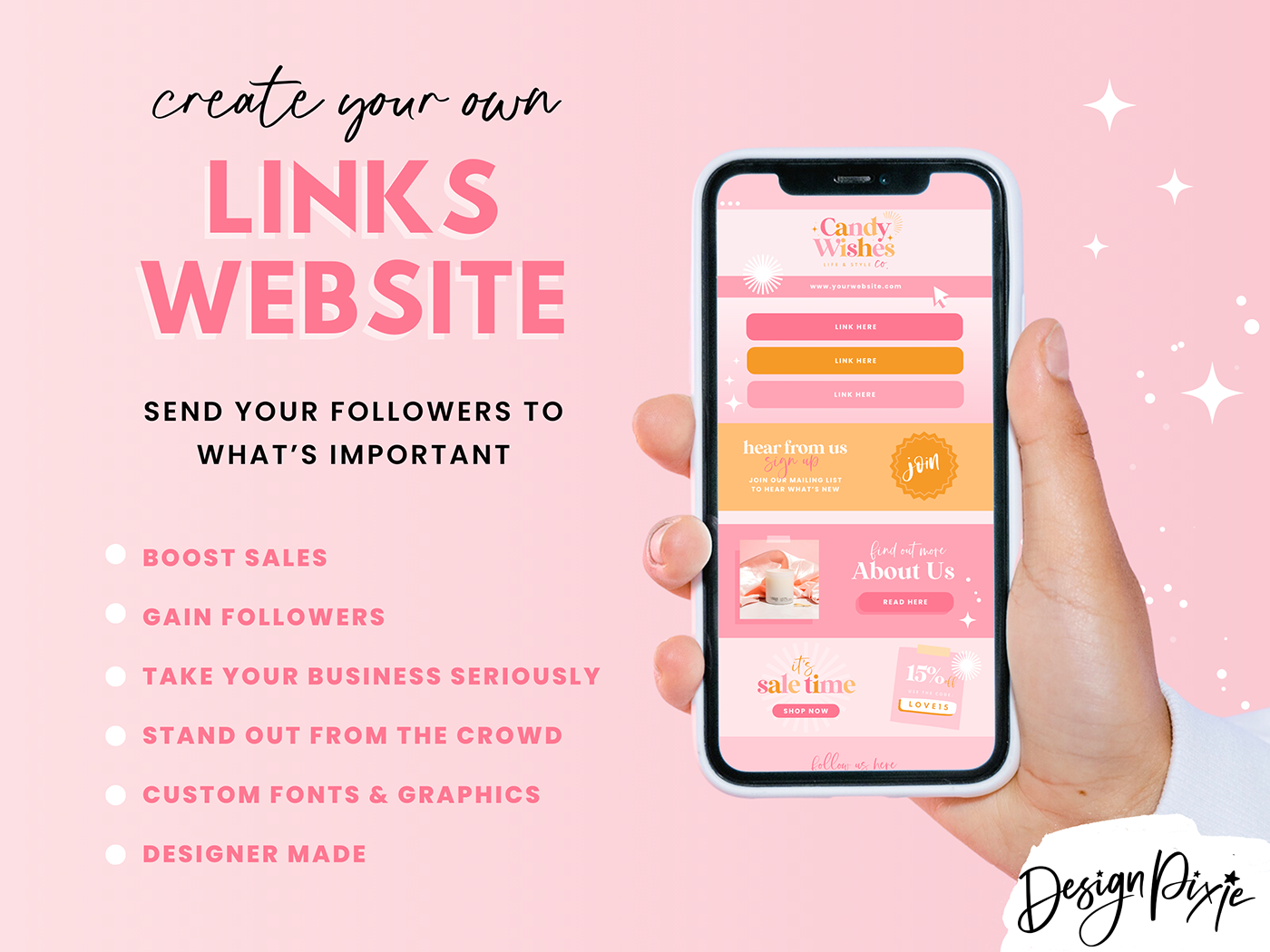 Link In Bio Template - Candy Wishes - Design Pixie