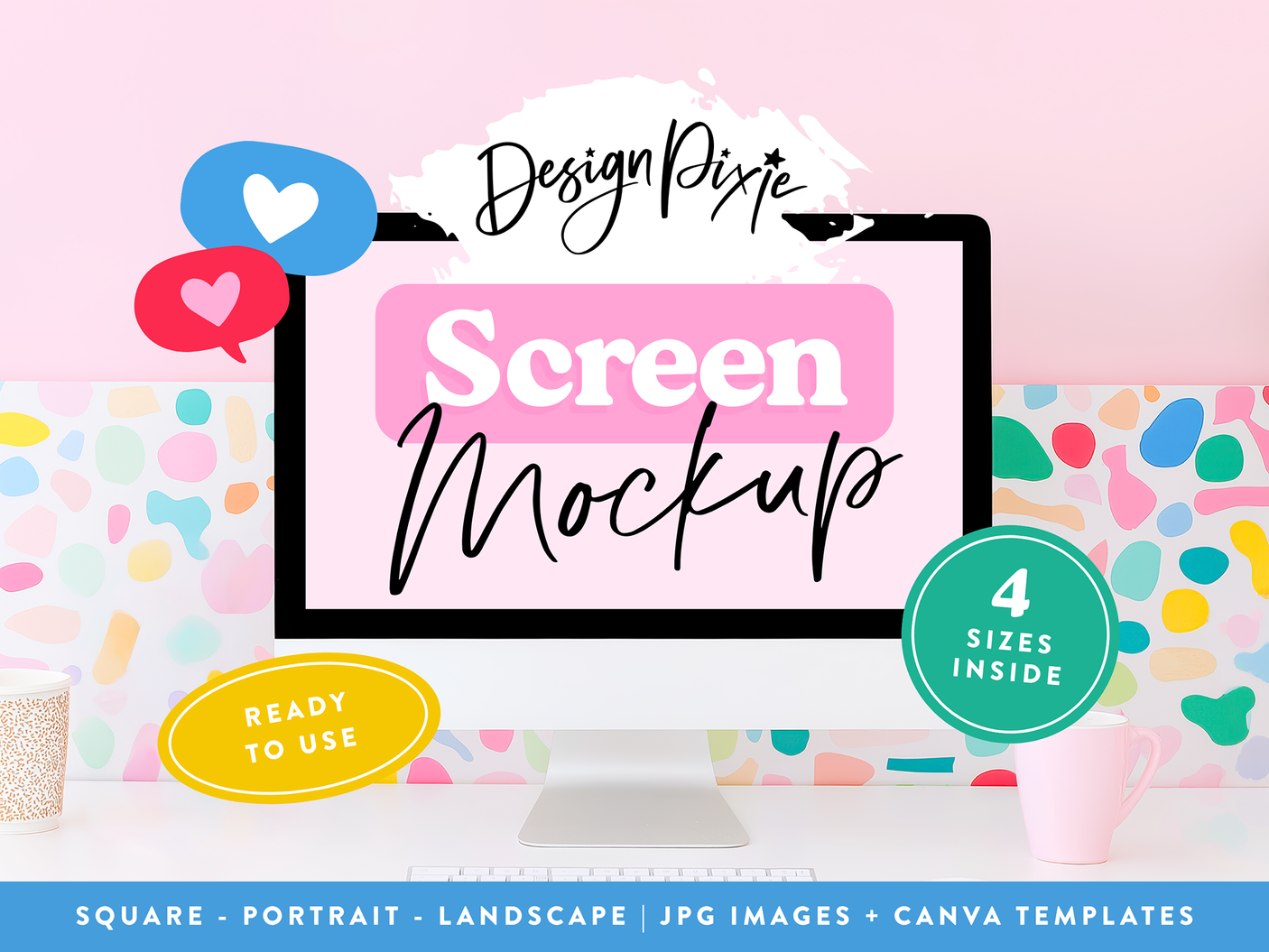 Bright Rainbow iMac Mockup