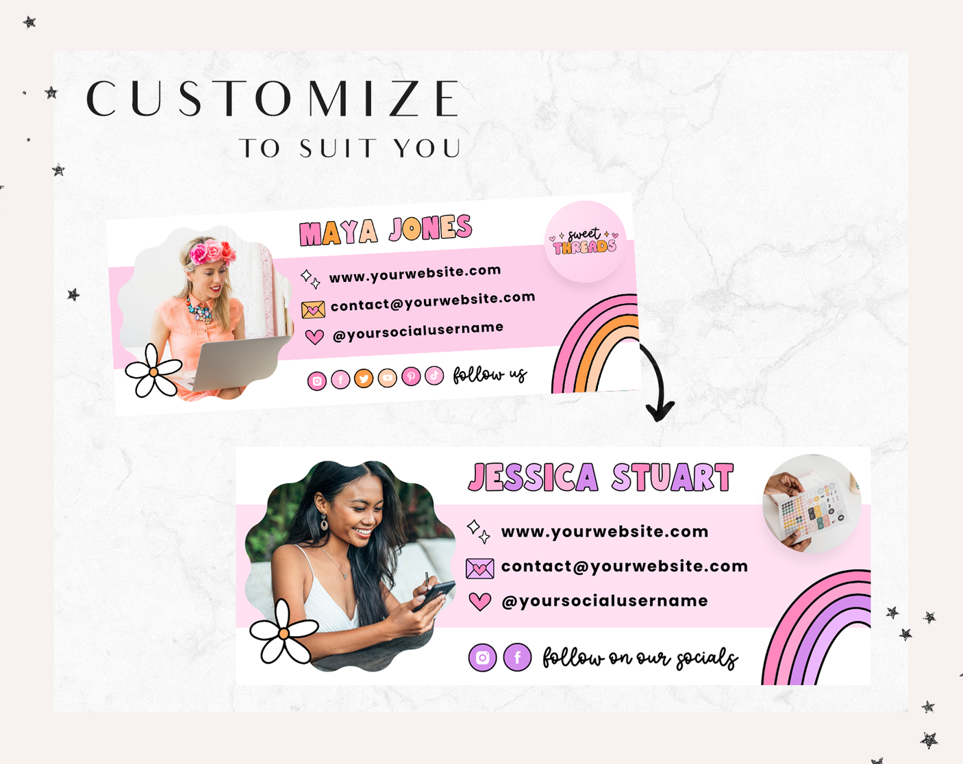 Pink Retro Email Signature Template - Design Pixie