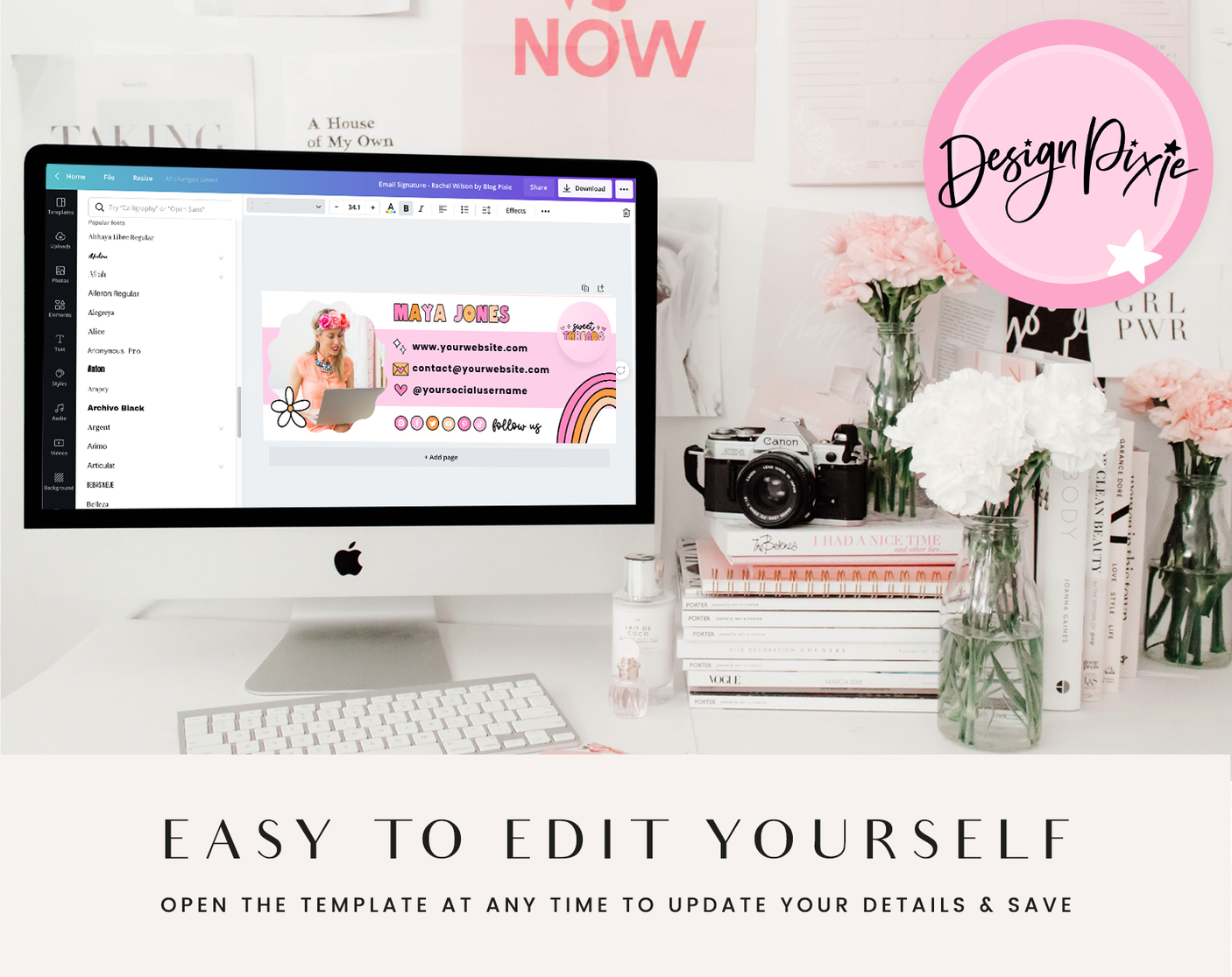 Pink Retro Email Signature Template - Design Pixie