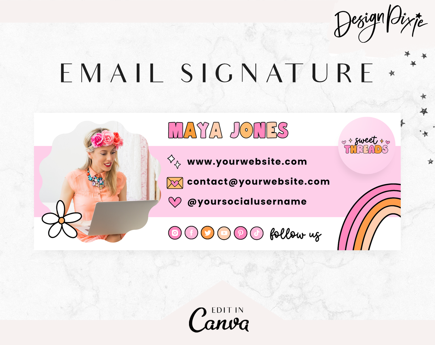 Pink Retro Email Signature Template - Design Pixie