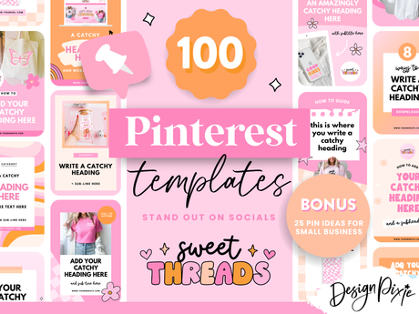 Pink Retro Pinterest Templates - Design Pixie
