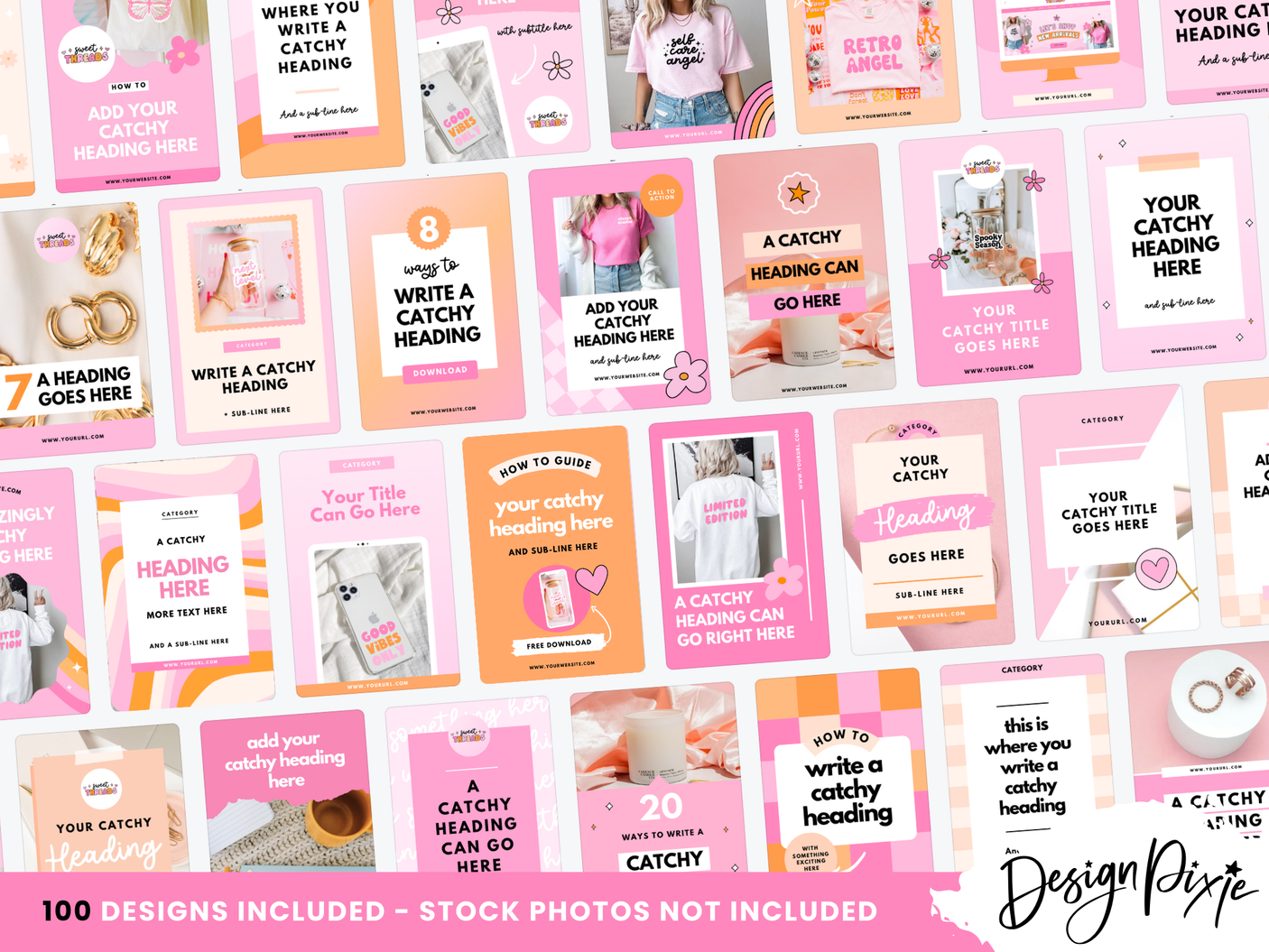 Pink Retro Pinterest Templates - Design Pixie