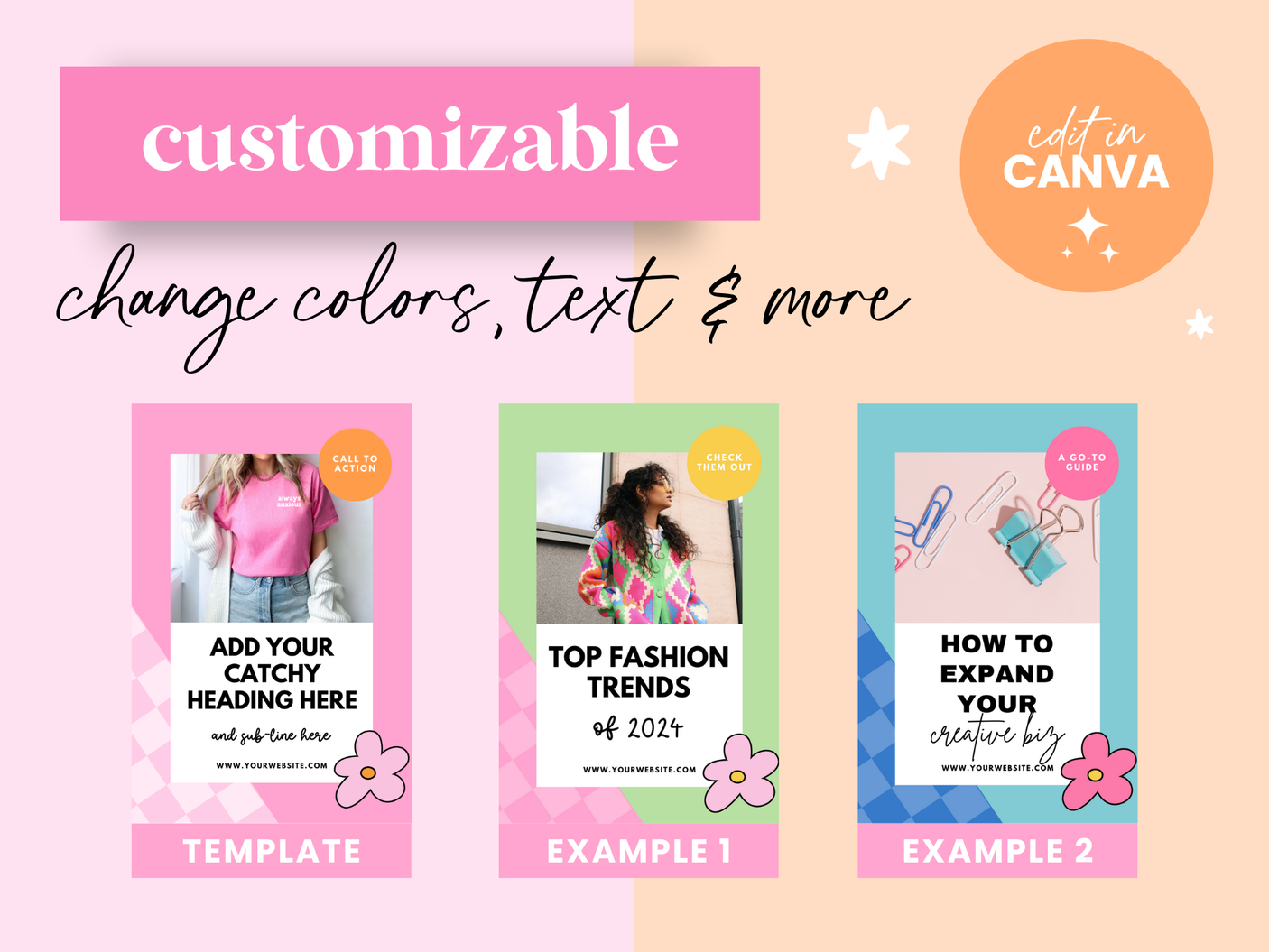 Pink Retro Pinterest Templates - Design Pixie