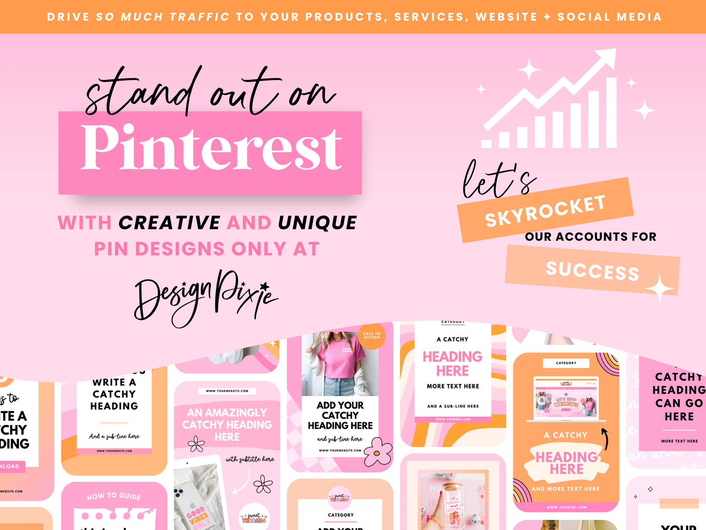 Pink Retro Pinterest Templates - Design Pixie