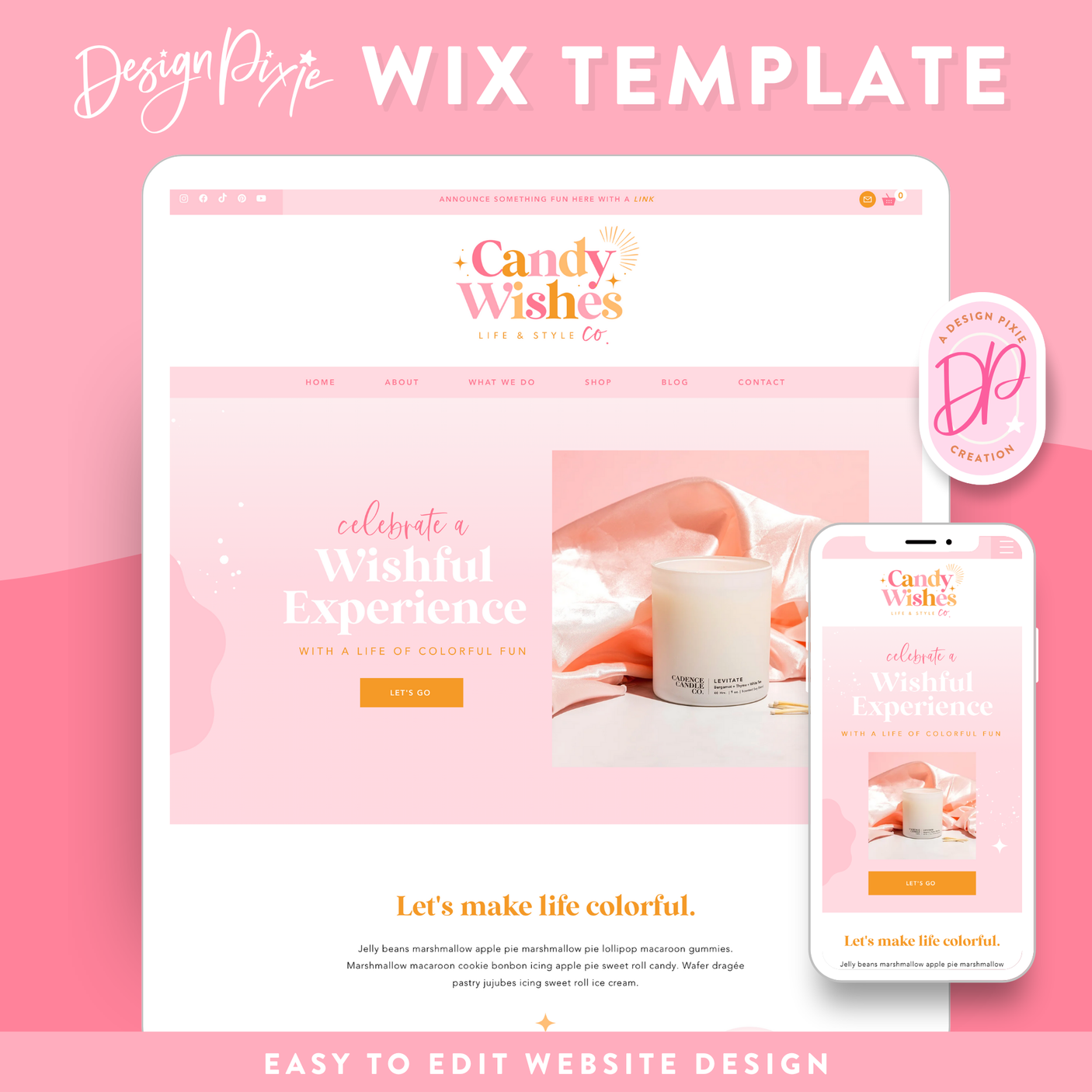 Candy Wishes Wix Template