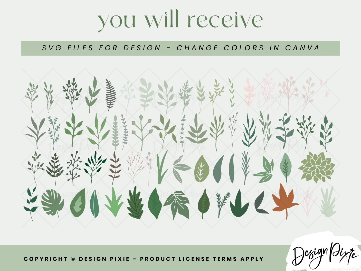 Plants + Leaves SVG Elements - Design Pixie