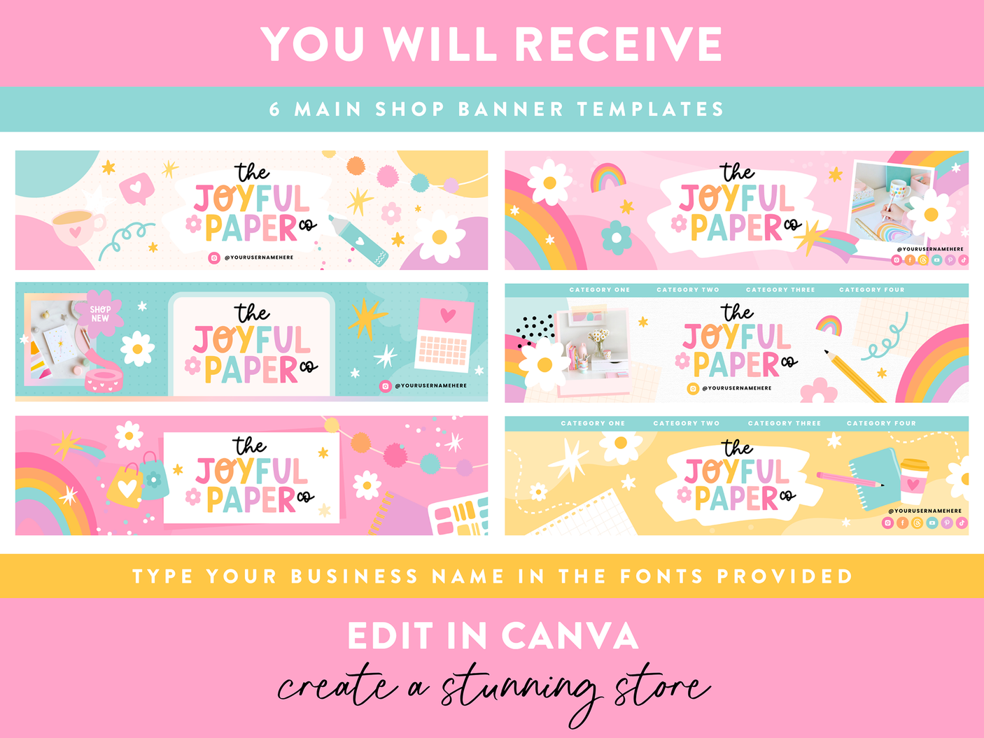 Playful Rainbow Etsy Shop Banner Templates