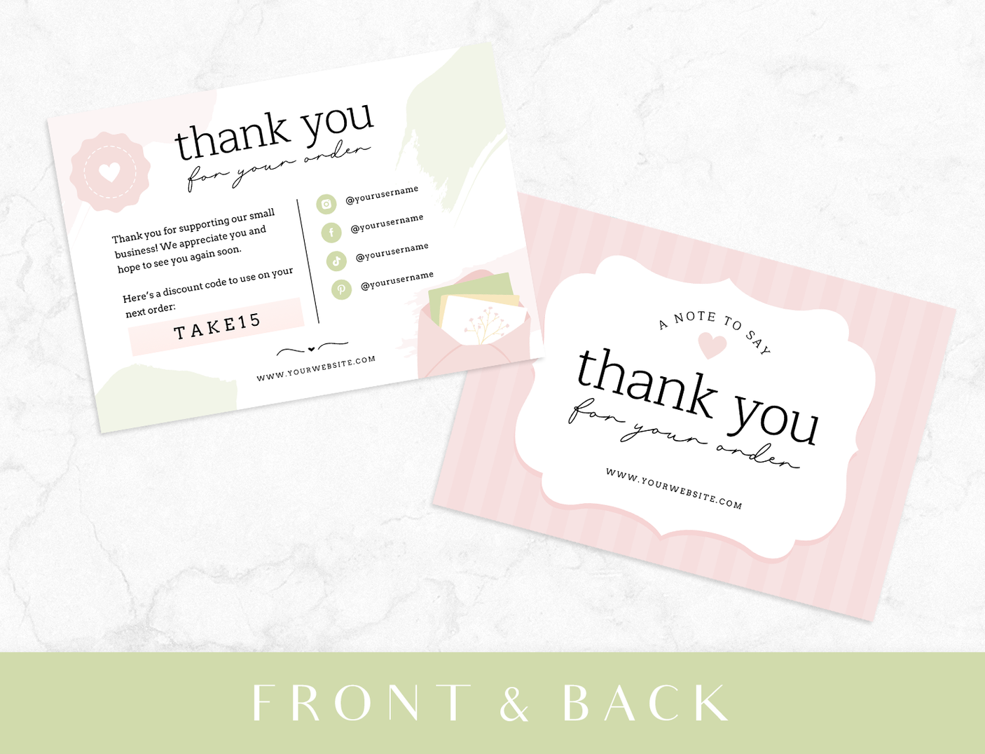 Shabby Chic Thank You Card Template - Design Pixie