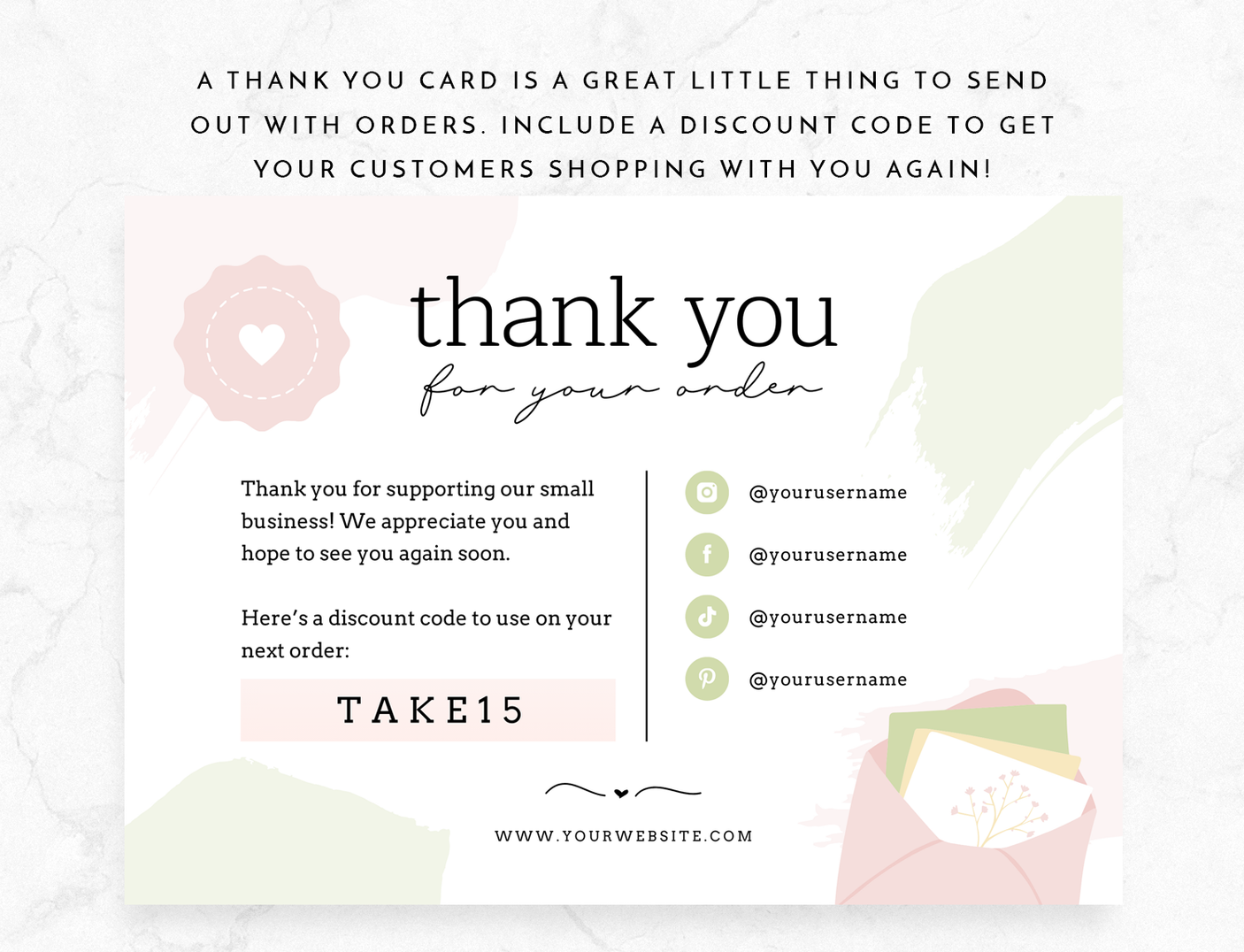 Shabby Chic Thank You Card Template - Design Pixie