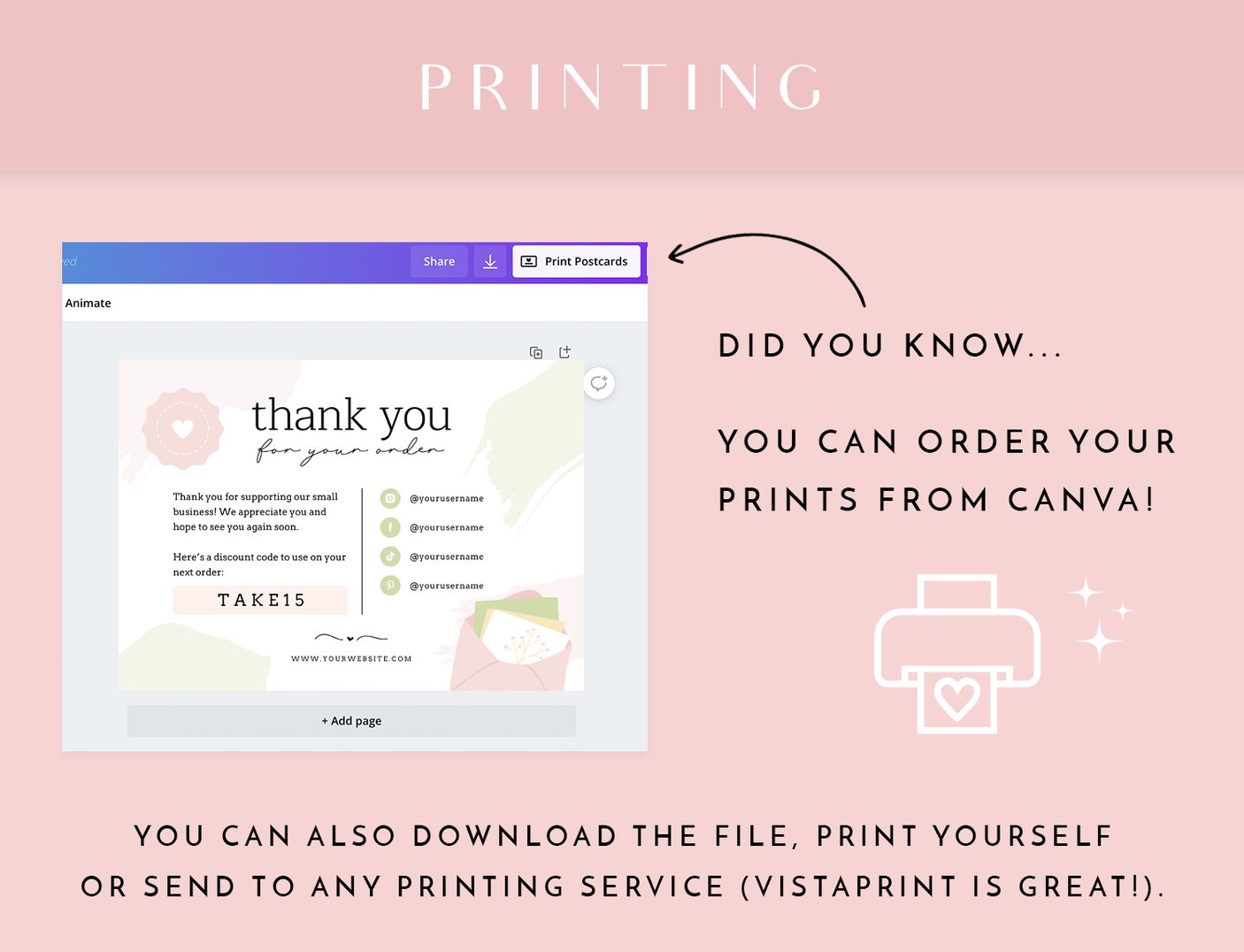 Shabby Chic Thank You Card Template - Design Pixie