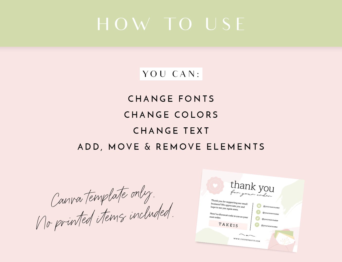 Shabby Chic Thank You Card Template - Design Pixie