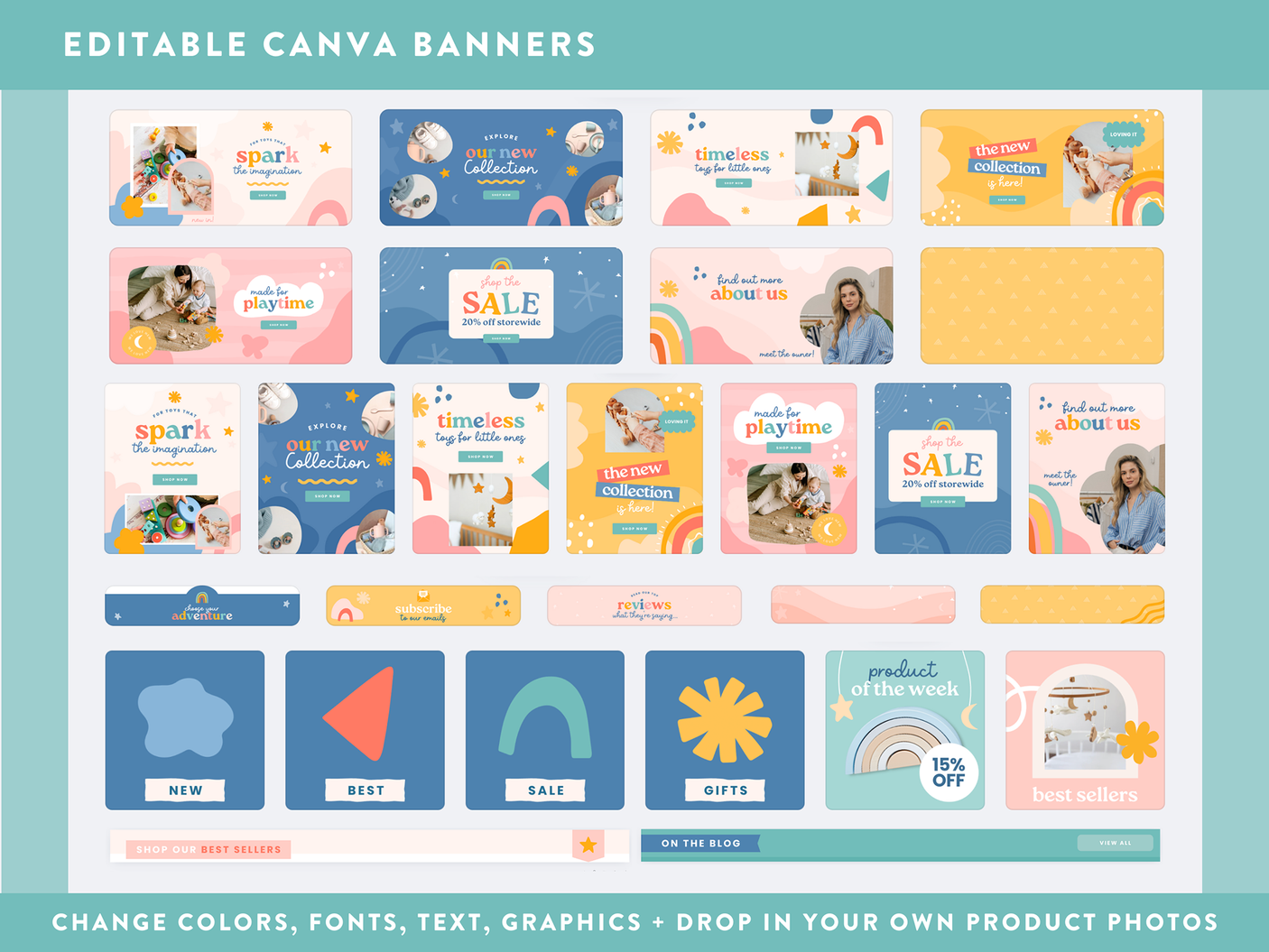 Fun Bright Shopify Banners