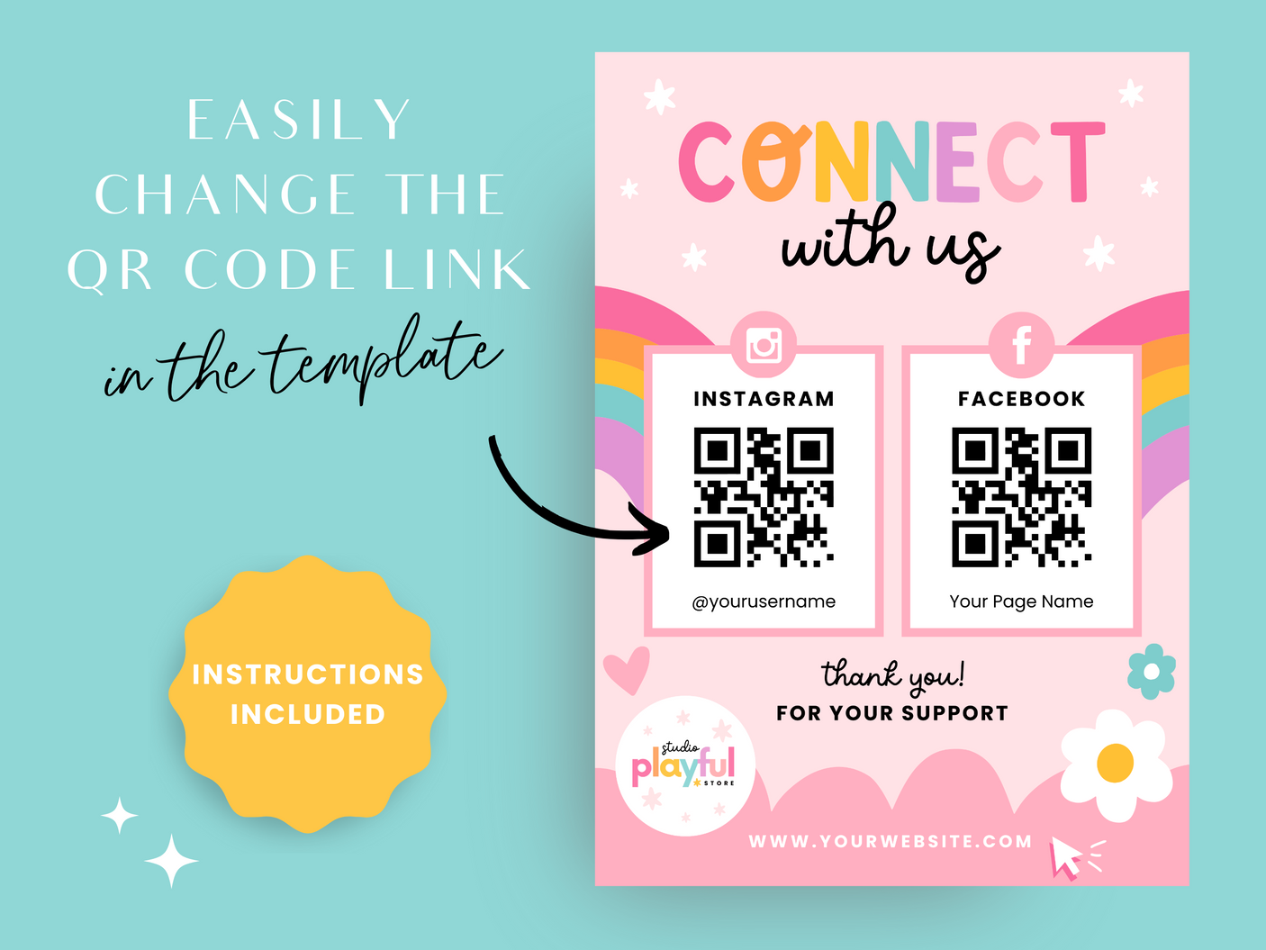 Connect With Us Sign - Playful - Design Pixie