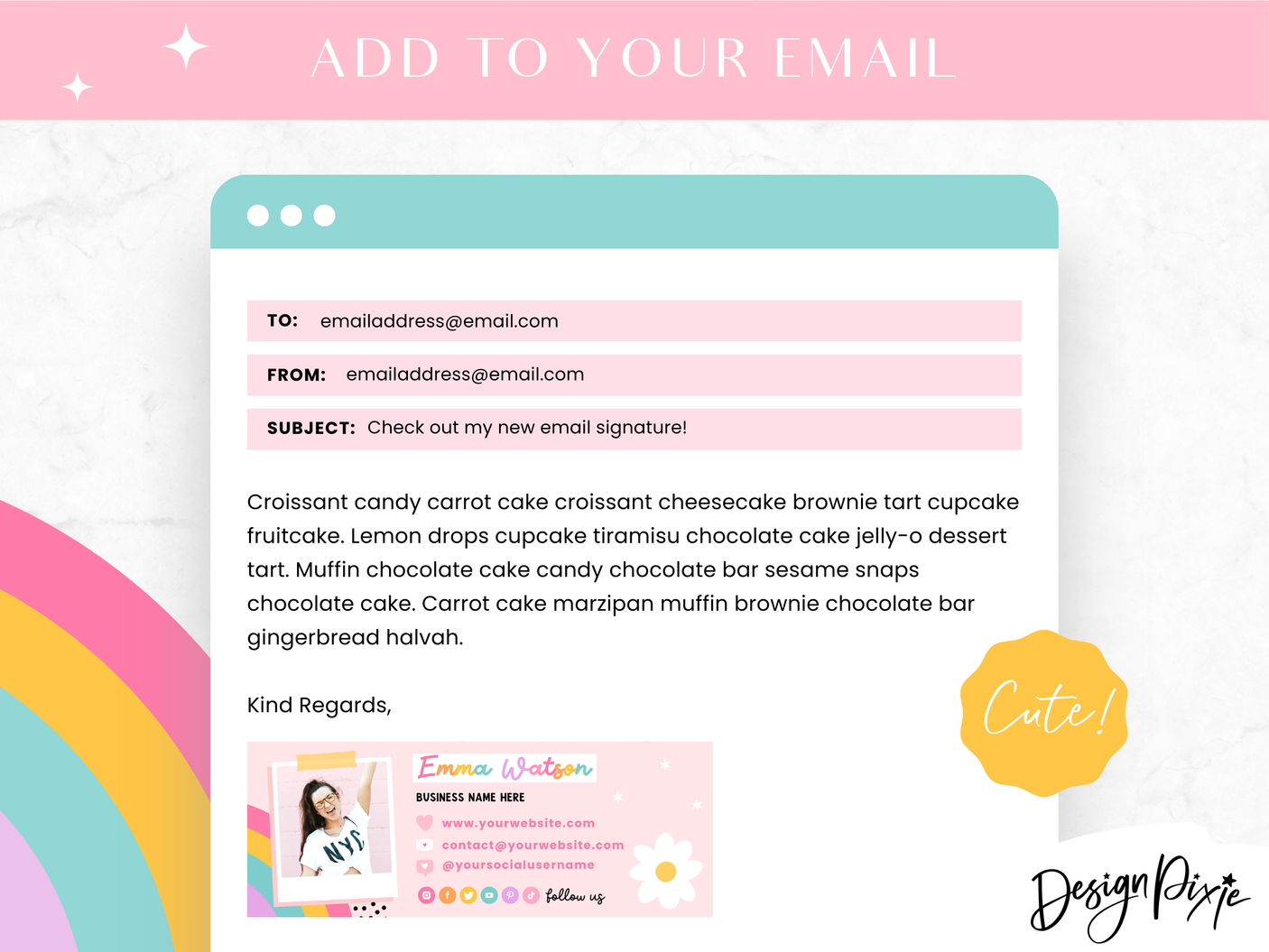 Rainbow Email Signature Template - Design Pixie