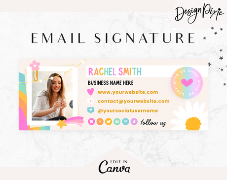 Rainbow Journal Email Signature Template - Design Pixie