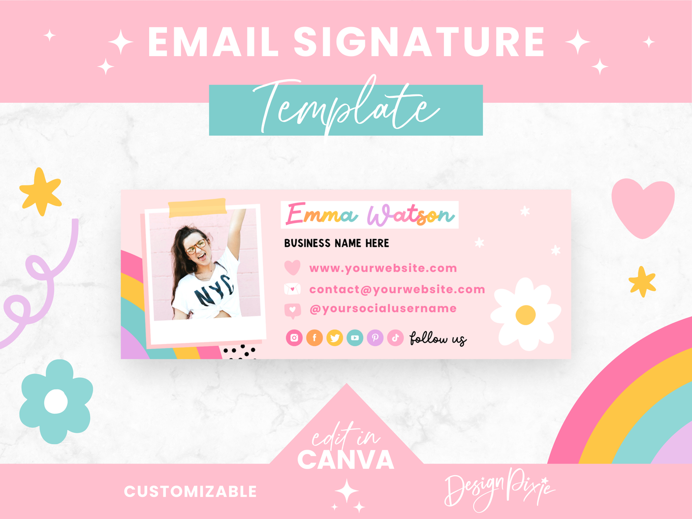Rainbow Email Signature Template - Design Pixie