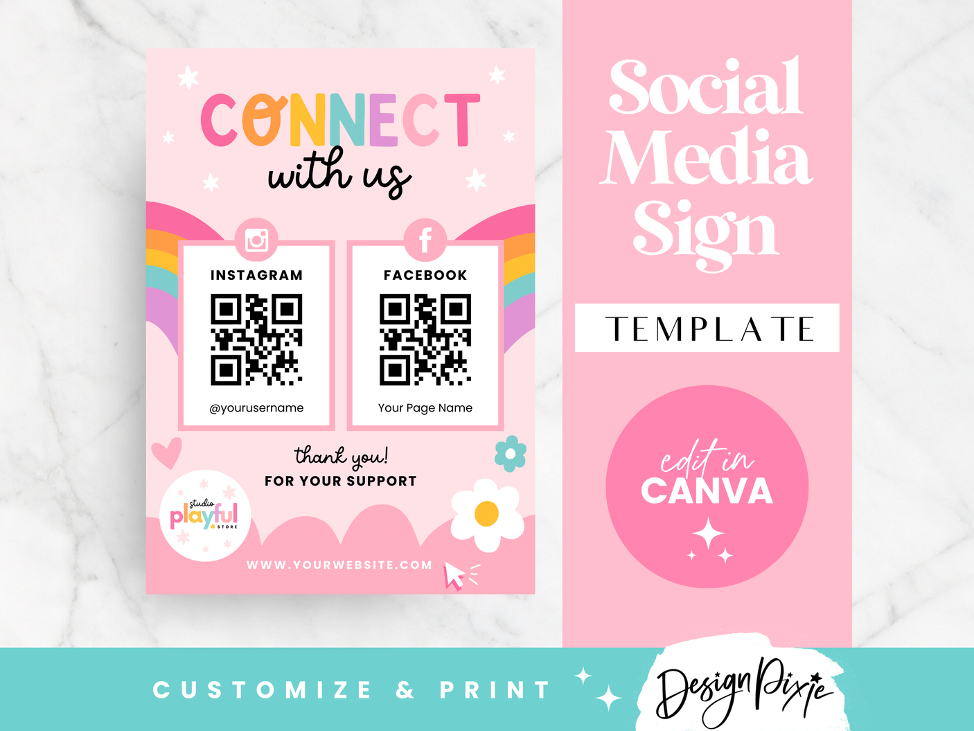 Connect With Us Sign - Playful - Design Pixie