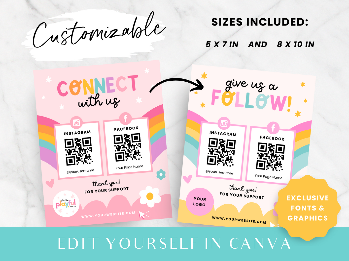 Connect With Us Sign - Playful - Design Pixie