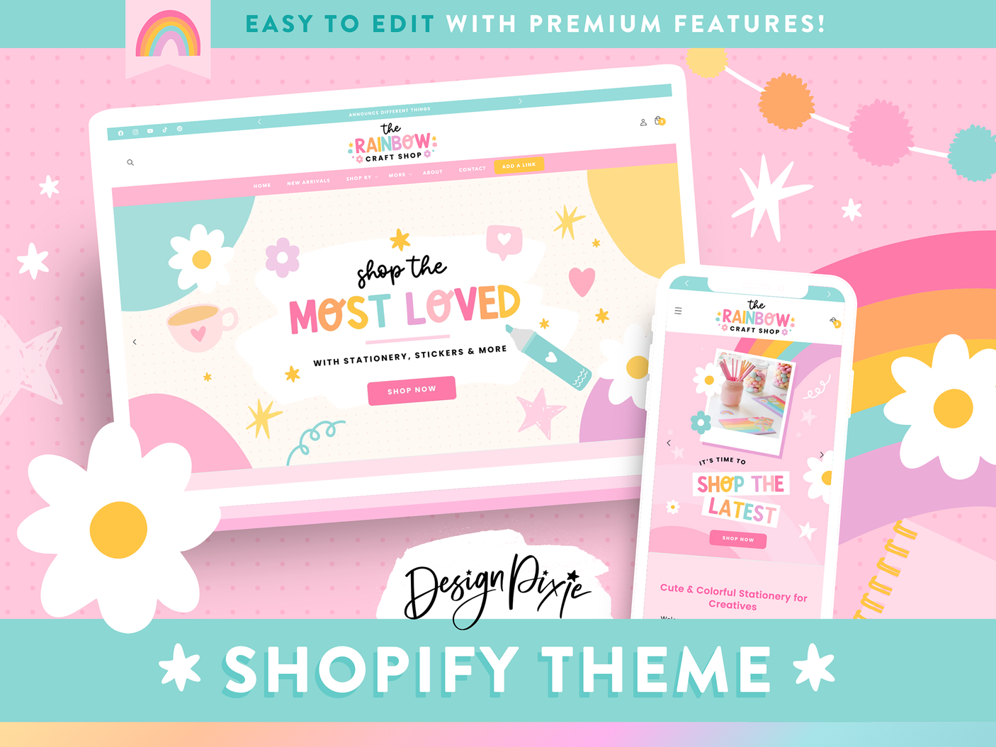 Rainbow Shopify theme in a playful design