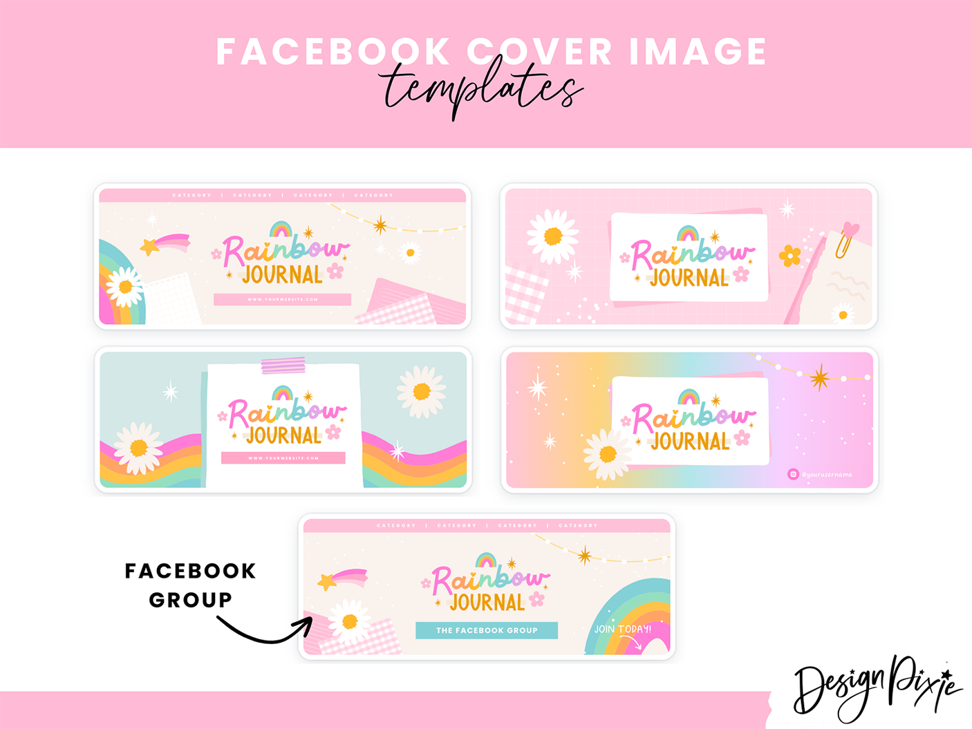 Rainbow Journal Social Media Banners - Design Pixie