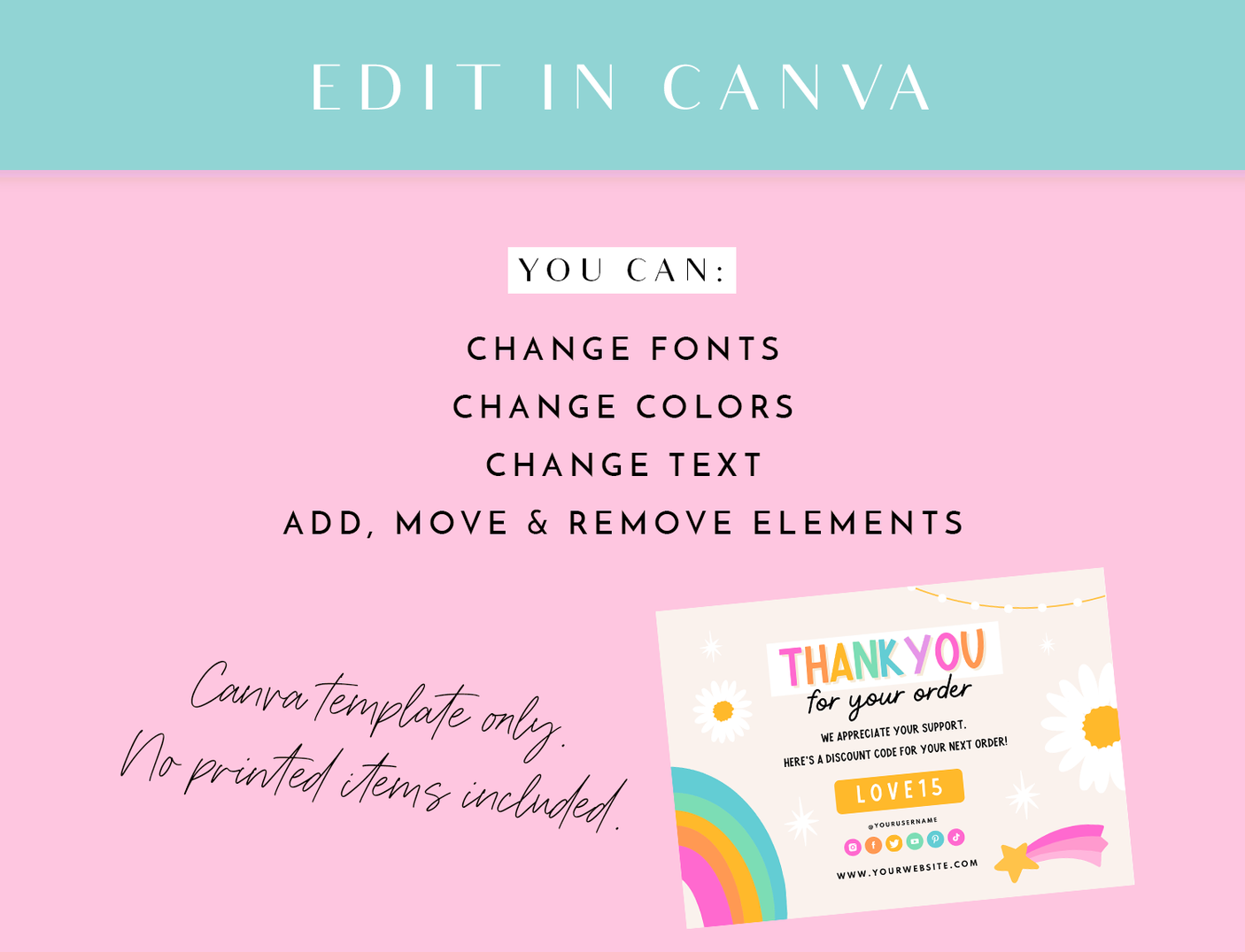 Rainbow Journal Thank You Card Template - Design Pixie