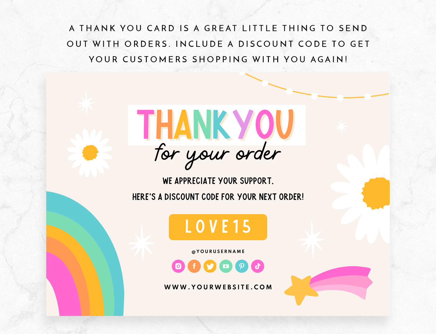 Rainbow Journal Thank You Card Template - Design Pixie