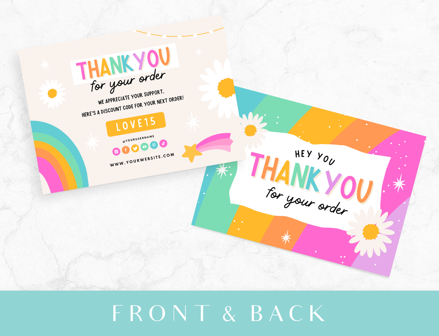 Rainbow Journal Thank You Card Template - Design Pixie