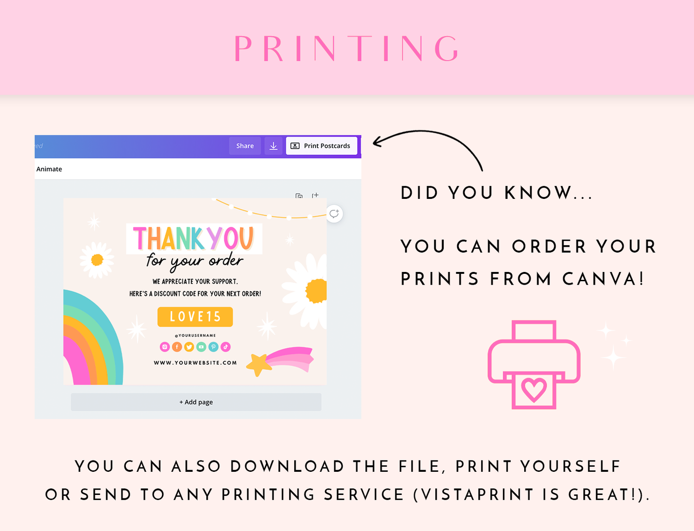 Rainbow Journal Thank You Card Template - Design Pixie