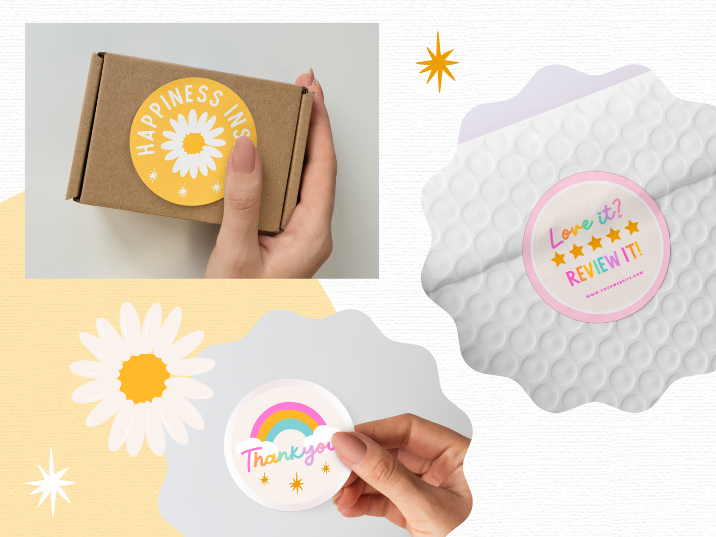 Rainbow Thank You Stickers - Design Pixie