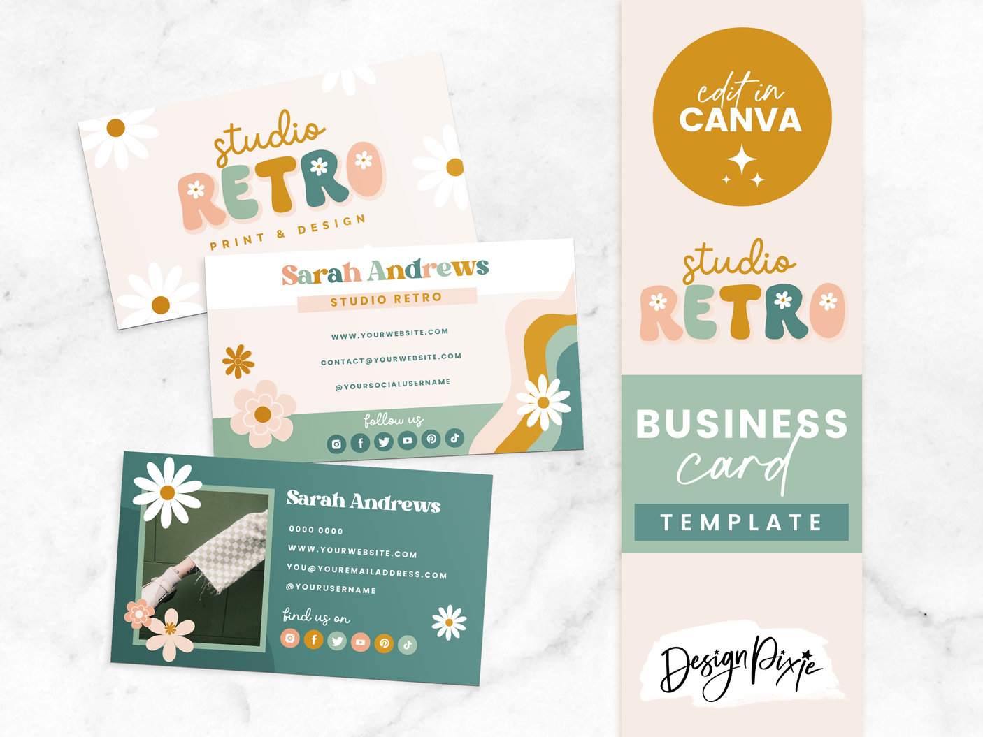 Business Card Template - Studio Retro - Design Pixie