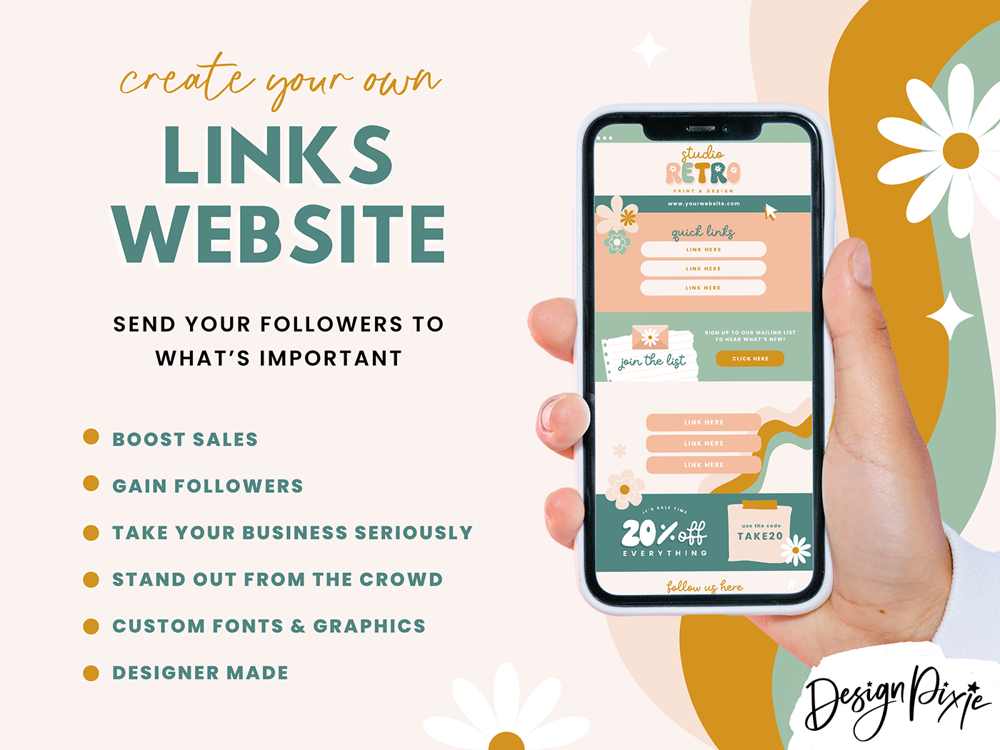 Link In Bio Template - Studio Retro - Design Pixie