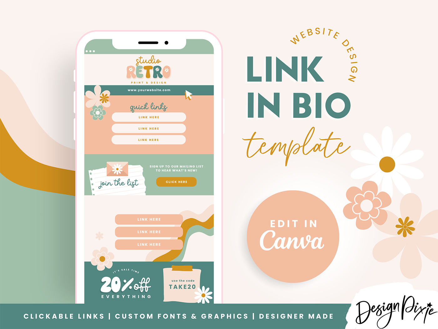 Link In Bio Template - Studio Retro - Design Pixie