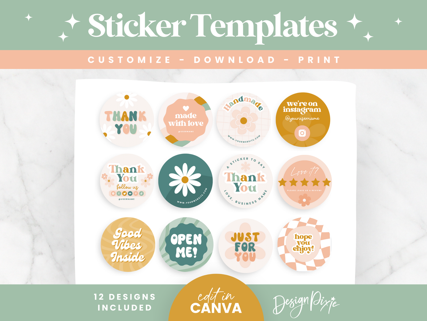 Retro Sticker Label Templates - Design Pixie
