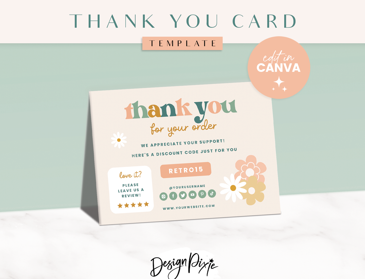 Retro Thank You Card Template - Design Pixie