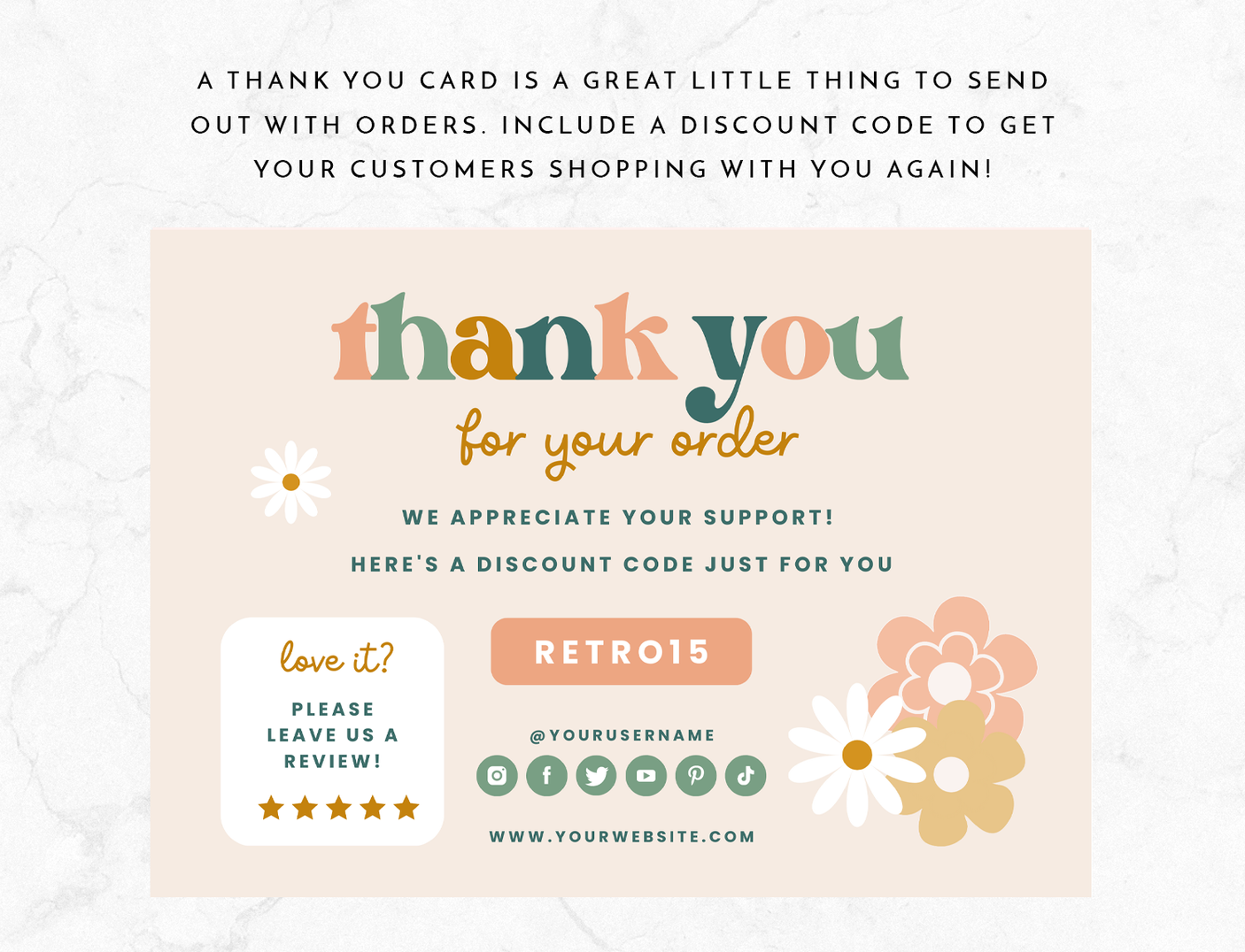 Retro Thank You Card Template - Design Pixie